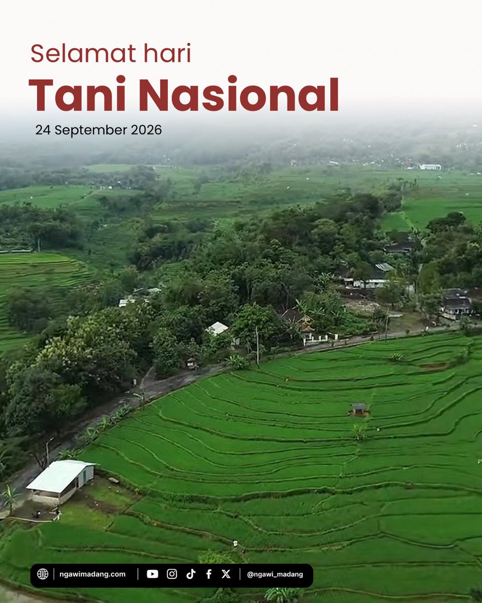 ngawi_madang's tweet photo. Semoga para petani di Ngawi semakin makmur, sejahtera, hasil panennya melimpah, dan terus mendapat dukungan yang layak.
Selamat Hari Tani Nasional, 24 September 2026!
#ngawimadang #ngawi #tani #petani https://t.co/eJQtKWv5yb