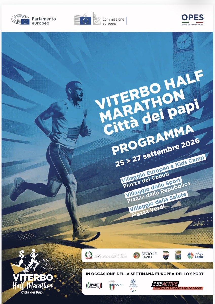 Europarl_IT's tweet photo. 🏃‍♀️🏃‍♂️Viterbo Half Marathon - dal 25 al 27 sport, inclusione e cittadinanza europea su iniziativa della VP PE @AntonellaSberna 

Intervengono le eurodeputate 🇪🇺
🔹 @CarolinaMorace 25/09 ore 18.00
🔹@DonazzanElena 26/09 ore 15.00

Più info👇🏻
https://t.co/zxyBteNs69 https://t.co/nL2IdJaOt5