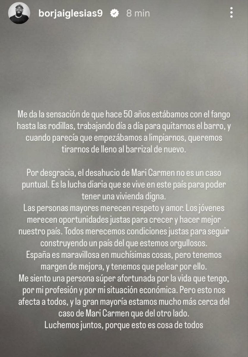 gradaderio's tweet photo. Borja Iglesias se pronuncia sobre el desahucio de Maricarmen. La primera reflexión es de su pareja, María Valero. https://t.co/Kz2U3tO3KI
