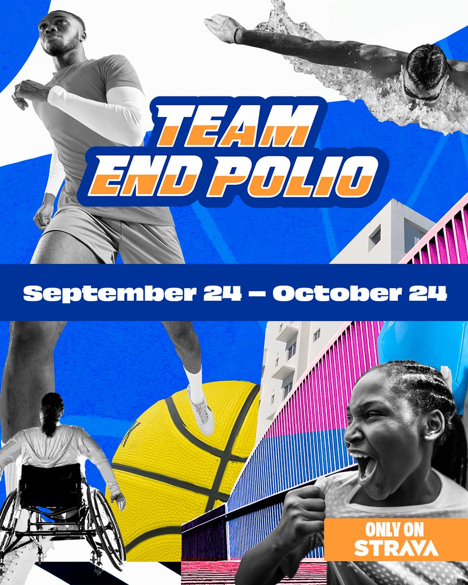 WHO_Polio's tweet photo. One month until World Polio Day! Join the #TeamEndPolio Challenge on @Strava and help us reach 60 million minutes of movement. Run, swim, or wheel, every move counts to keep kids safe from polio.
Sign up now on @Strava! https://t.co/V493i8giL1 #EndPolio https://t.co/H6EqdUi1B2