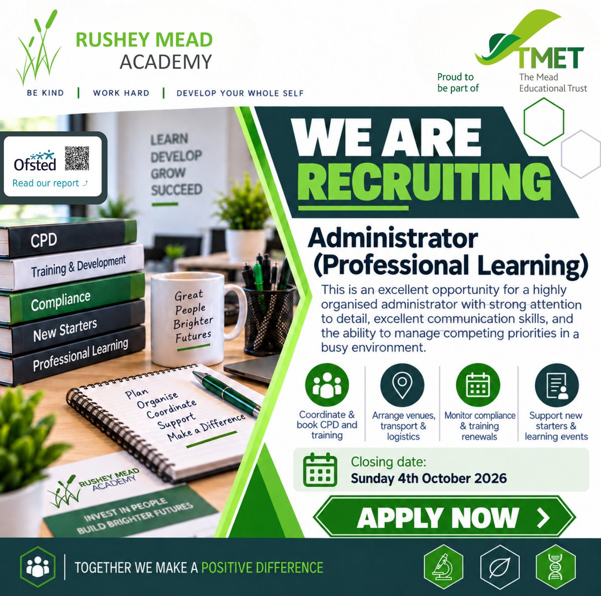 RusheyMeadAcad's tweet photo. 📢 𝐖𝐄'𝐑𝐄 𝐇𝐈𝐑𝐈𝐍𝐆!
Join our team as a highly organised administrator, bringing excellent communication skills, attention to detail and the ability to manage competing priorities in a busy school environment.
Apply now: https://t.co/RYNm4rZJk2
#job #administrator #hiring https://t.co/o2SgzkX9L7