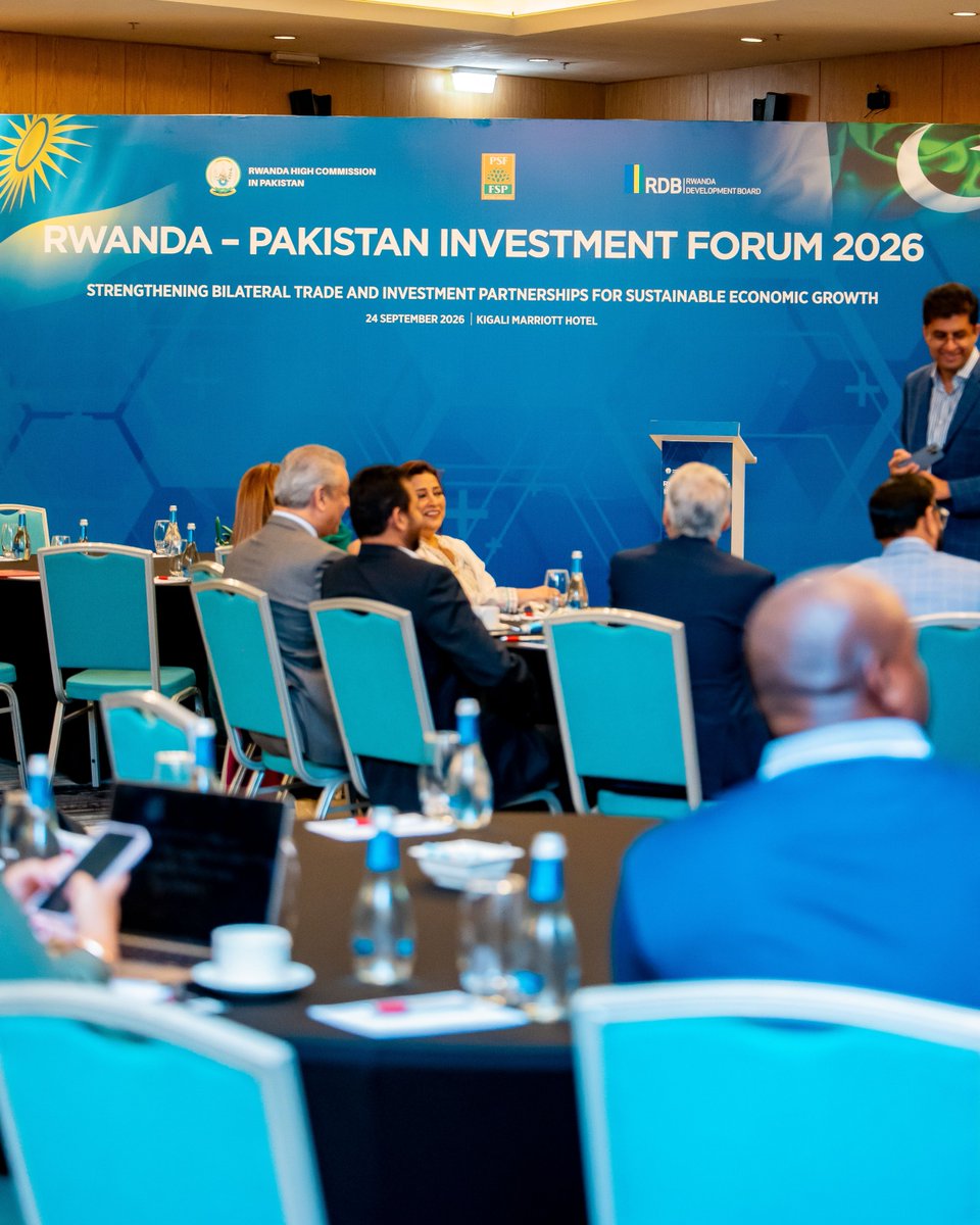 RDBrwanda's tweet photo. The Rwanda–Pakistan Investment Forum 2026 is underway in Kigali, bringing together government and private-sector representatives from both countries to promote trade, investment, and business collaboration.

Today’s programme features discussions on investment opportunities, the signing of a bilateral trade agreement, and interactions between Rwandan and Pakistani businesses.

#InvestInRwanda