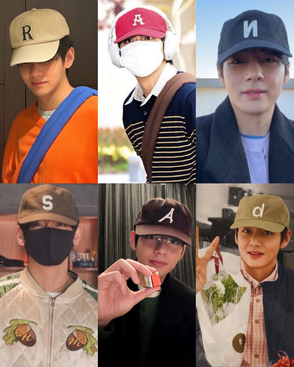Taehyungimpact's tweet photo. Taehyung collecting every alphabet on his caps 😭 https://t.co/0ScSFXLTaF
