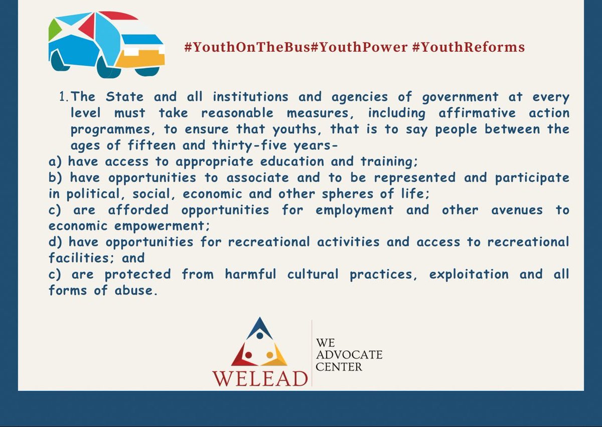 mutamba_tsitsi's tweet photo. An investment into youth leadership development requires also an environment that will allow that leadership room to grow.

Provide youth reforms for young people to fully engage!

#YouthOnTheBus
#WELEADAfrica
#YouthOnTheBus
#WELEADAfrica
#YouthOnTheBus
#WELEADAfrica
@weleadteam https://t.co/dqF2EAjIoc