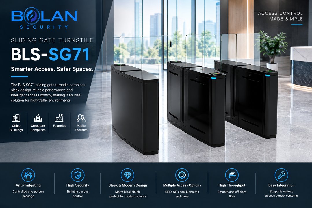 BolanSecurity's tweet photo. 🚶 CONTROL THE FLOW. KEEP ACCESS SIMPLE.

Where secure pedestrian access meets modern entrance design.
The BLS-SG71 Sliding Gate Turnstile is suited for:
🏢 Office Buildings
🏭 Industrial &amp; Factory Sites
🎓 Schools &amp; Campuses
🏛️ Public Facilities
🏬 Commercial Buildings https://t.co/B4rH9wxw7i
