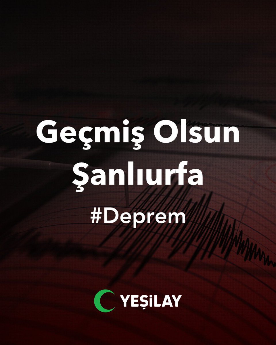 1920yesilay's tweet photo. Şanlıurfa’da meydana gelen ve çevre illerde de hissedilen 5.4 büyüklüğündeki depremden etkilenen tüm vatandaşlarımıza geçmiş olsun dileklerimizi iletiyoruz.

#Deprem #Şanlıurfa https://t.co/oAhusb5zWm