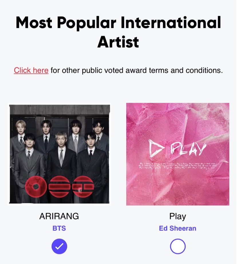 Arab_Armys_Vote's tweet photo. تم ترشيح بانقتان لجائزة 'الفنان العالمي الأكثر شعبية' في حفل ARIA الأسترالي لعام 2026! 

📌 يمكن للارمي خارج استراليا التصويت عبر تويتر فقط باستخدام هاشتاق #ARIASBTS.

✔️ يجب ان يكون الحساب عام
✔️ اعادة التغريد تحتسب كتصويت
✔️ التصويت غير محدود

~
@BTS_twt https://t.co/oYMycKeGZg