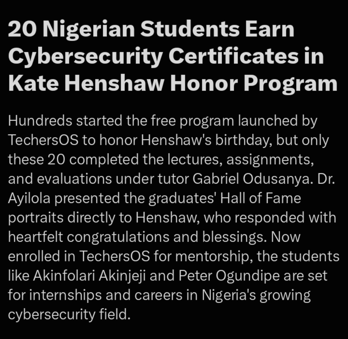 buluku01's tweet photo. Congratulations to the 20 students who just completed their cybersecurity training! 
Your dedication and consistency have truly paid off. Now, it’s time to put your knowledge to work and take the next step in your careers.
Congratulations once again!

@silverpennydr
#TechersOS https://t.co/VHT91jl86s
