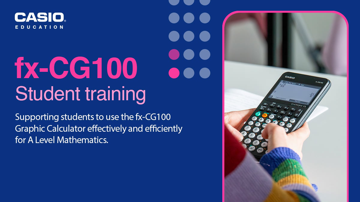 CasioMaths's tweet photo. FREE fx-CG100 training webinar for UK A Level Maths students. Discover key features and build confidence using concepts already known from GCSE Maths. https://t.co/V5gF5juHni https://t.co/XYtNPuxzM8