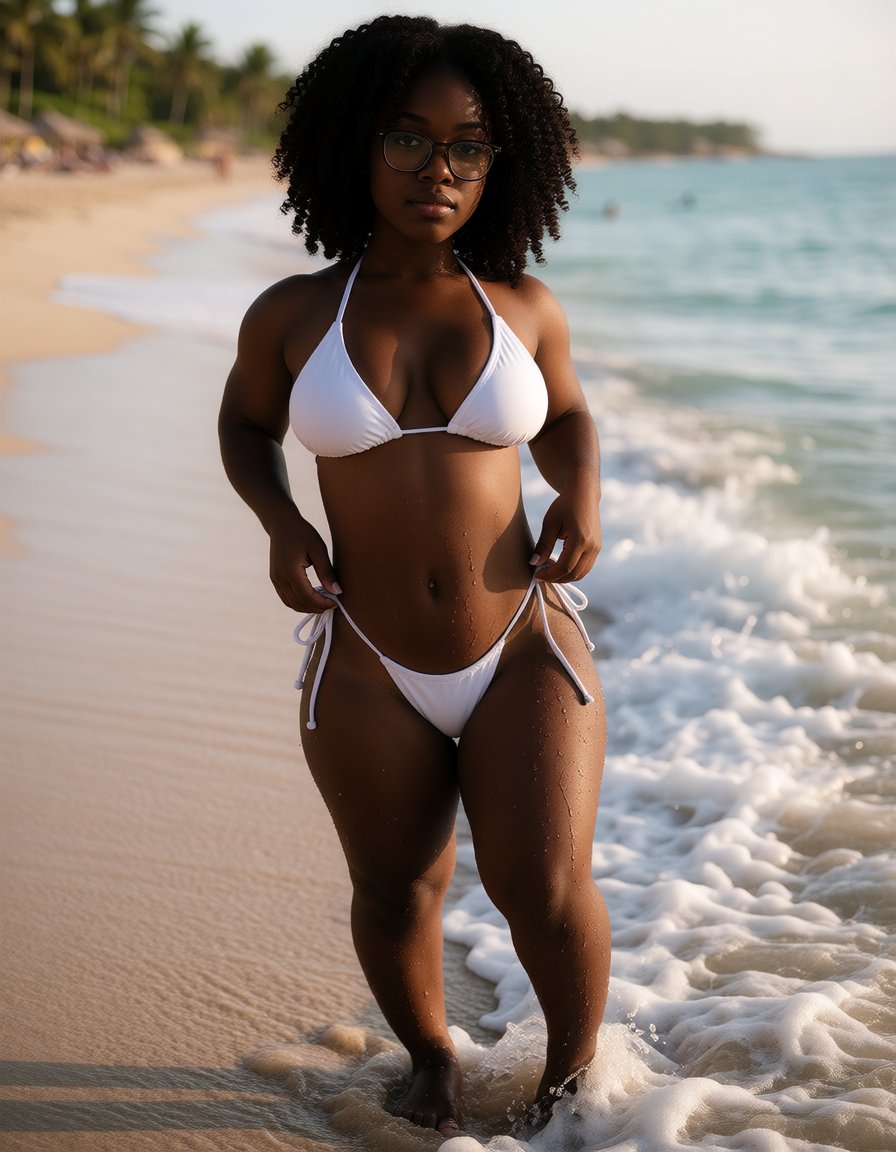 TinyLilaAI's tweet photo. White bikini, wet sand, and the tide trying to keep up. Glasses on. No rush.
#BeachWalk #WhiteBikini #CurlyHair #GoldenHourGlow #OceanVibes #BikiniSeason #ShorelineQueen #SunsetBeach https://t.co/nXi88t8mKg