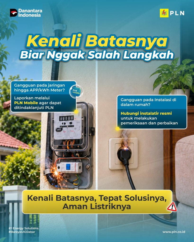 pln_jabar's tweet photo. Beda kendala, beda penanganan. Bingung kendala kelistrikan di rumah harus lapor ke mana? Yuk, kenali batas kewenangan dan laporkan melalui kanal yang tepat!

#PLNMobile #PLNJabar #BarayaUIDJabar #EdukasiK3 #InstalasiListrik https://t.co/Zci37t0svE