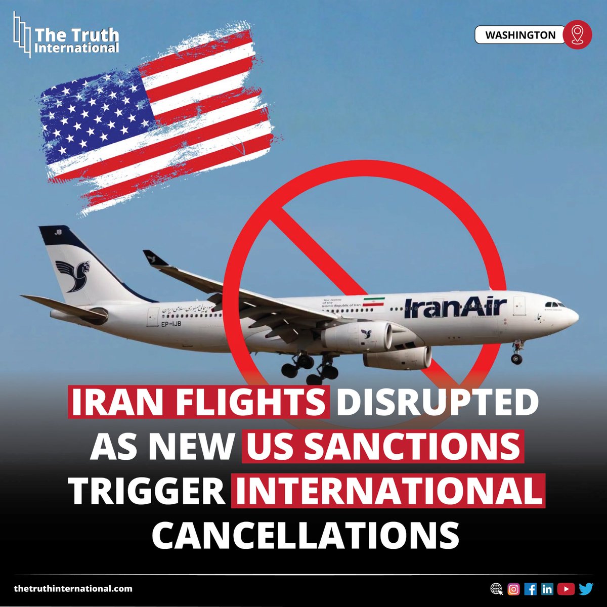 ttimagazine's tweet photo. Iran Flights Disrupted as New US Sanctions Trigger International Cancellations
FOR FURTHER DETAILS: https://t.co/2so1faDxBq
#Iran #Flights #Disrupted #NewUSSanctions #Trigger #International #Cancellations #WASHINGTON #TTI https://t.co/n6lKf7b4zh