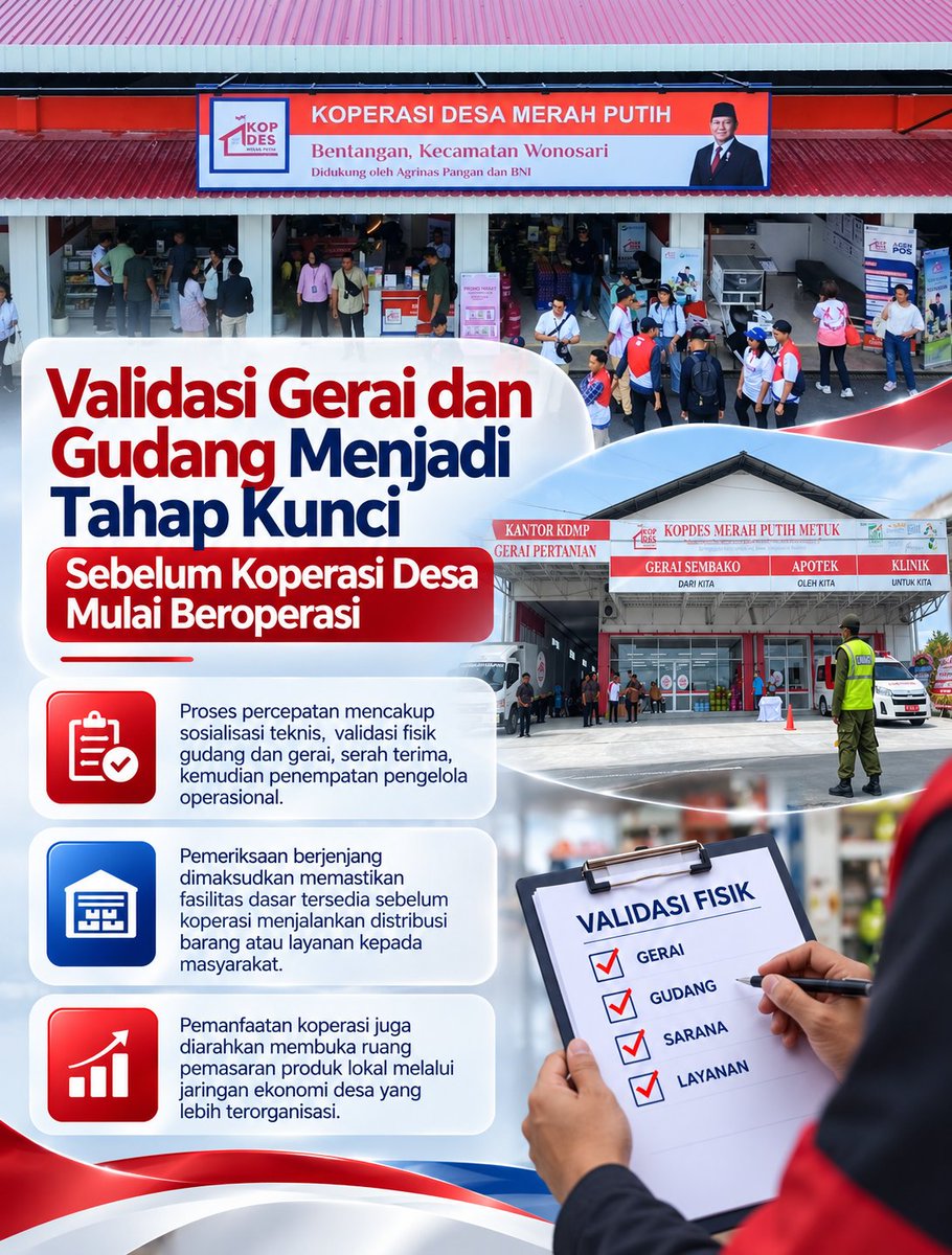 idnscope_'s tweet photo. Sebelum Koperasi Desa resmi jalan, ternyata ada tahap penting yaitu validasi fisik gerai & gudang dulu biar makin siap melayani warga desa✨
Biar distribusi & produk lokal makin terorganisir rapi 👍
#jagaindonesia #koperasidesa #ekonomidesa #pemberdayaanmasyarakat #infodesa https://t.co/ixv2uerMWm