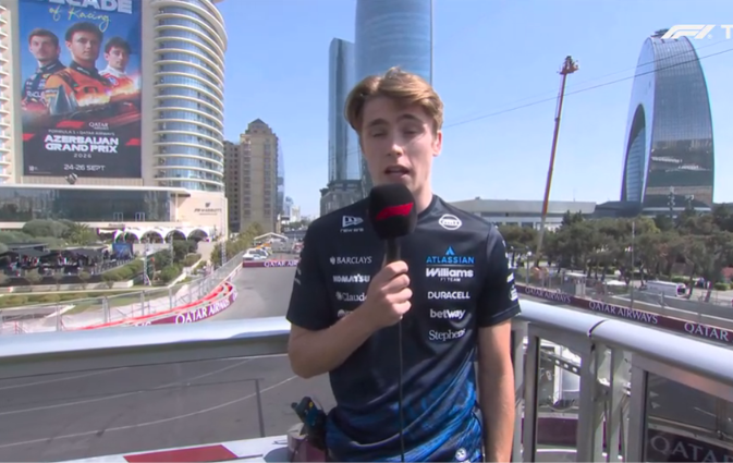 leclercsletters's tweet photo. its so funny how f1tv grabs the reserve drivers and uses them as their trackside commentators 😭😭 https://t.co/d1hFRKUSpQ
