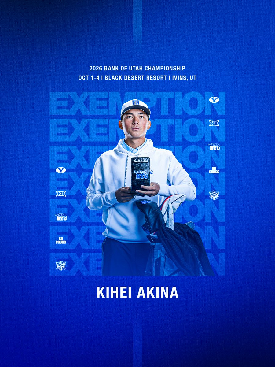 BYUmgolf's tweet photo. BACK AT IT⛳️
Kihei Akina has earned a sponsor exemption to compete in the PGA Tour's 2026 Bank of Utah Championship. https://t.co/WinNfZwyTH