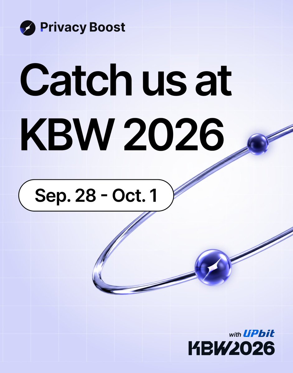 PrivacyBoost's tweet photo. Privacy Boost is in town for KBW 2026 🇰🇷

Korea is one of our most important markets, and we've been building with a growing number of partners here, including Toss, Korea's leading fintech.

We'll be at Ethereum Korea One on Sep 28-29, where our core engineer Harry will share what kind of privacy infrastructure institutions actually need to move onchain.

Our team is around all week, so if you're in Seoul and want to talk privacy, let's chat.