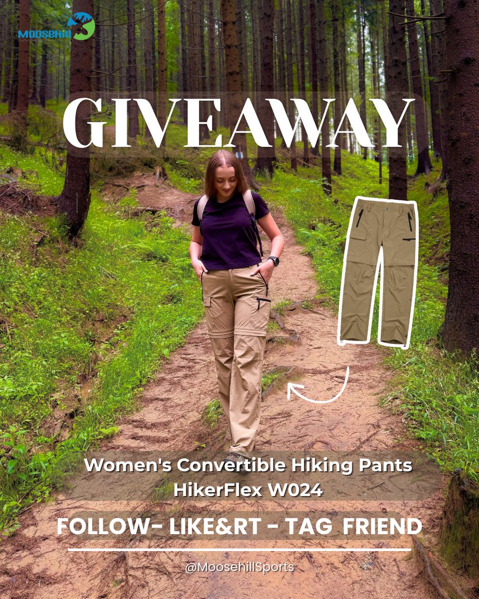 MoosehillSports's tweet photo. GIVEAWAY 🎁

Giving away 2 pairs of our zip-off convertible hiking pants — HikerFlex W024, or any style at https://t.co/H5Fzma64J6

To enter
• Follow @MoosehillSports
• Like + RT
• Tag a friend in the replies

Open worldwide. Ends 9/28.

#Moosehill #Giveaway https://t.co/aF6L1lDJo7