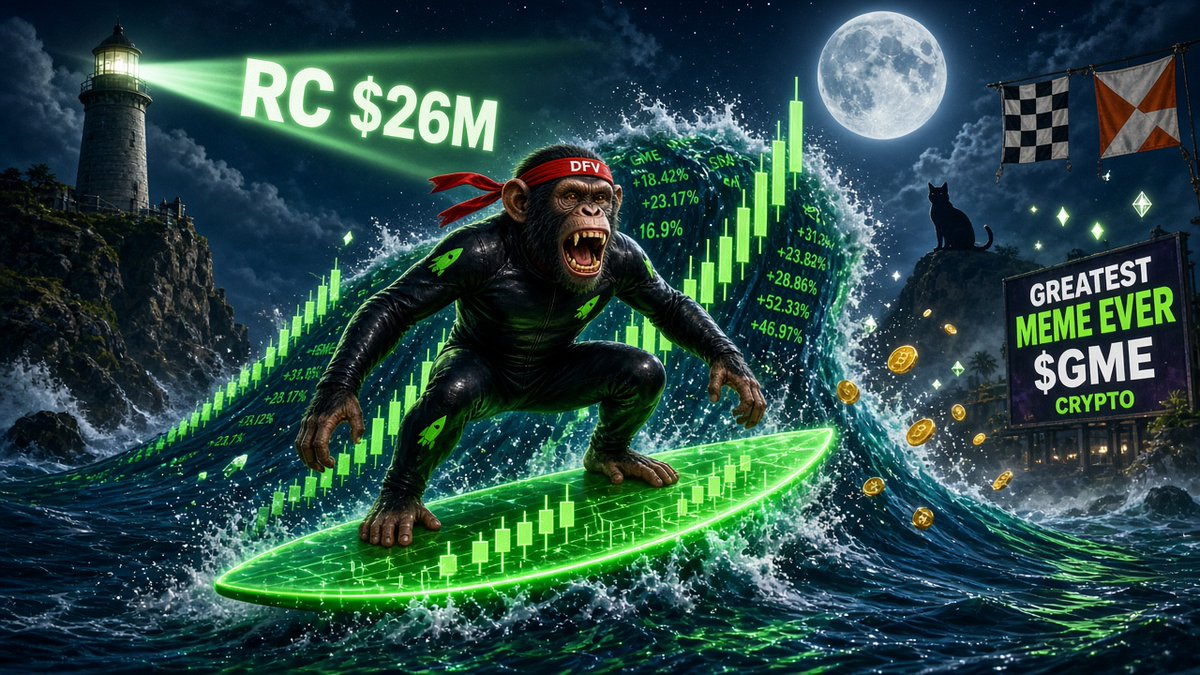 Greatmemeever's tweet photo. RC Form 4 heat still surfing — ~$26M loaded near $23, tape holding ~$24. Roaring Kitty lore never left. That GME stock wave is crashing straight into Greatest Meme Ever crypto. Who's still riding? greatest-meme-ever:native https://t.co/Yx6jMkgTvd