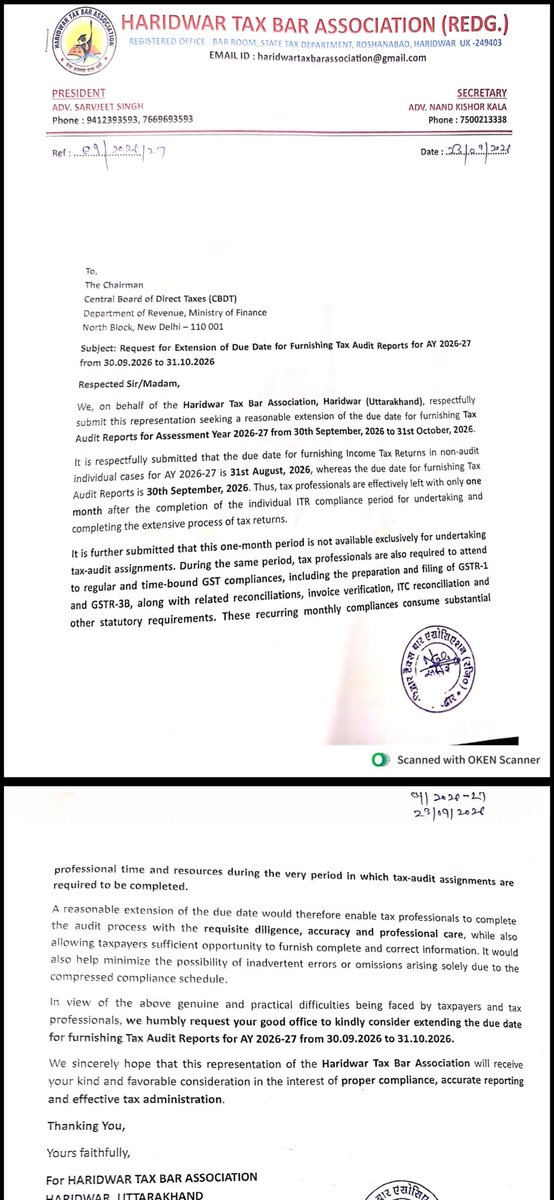 rambajajgst's tweet photo. Retweet For Support and Reach 

Haridwar Tax Bar Association Representation seeking extention of #ExtendTaxAuditdate 

Ram Bajaj
8696424223

For Regular GST Updates, Join this Group
https://t.co/SmMxCrTcJG https://t.co/zb8REtk1qa