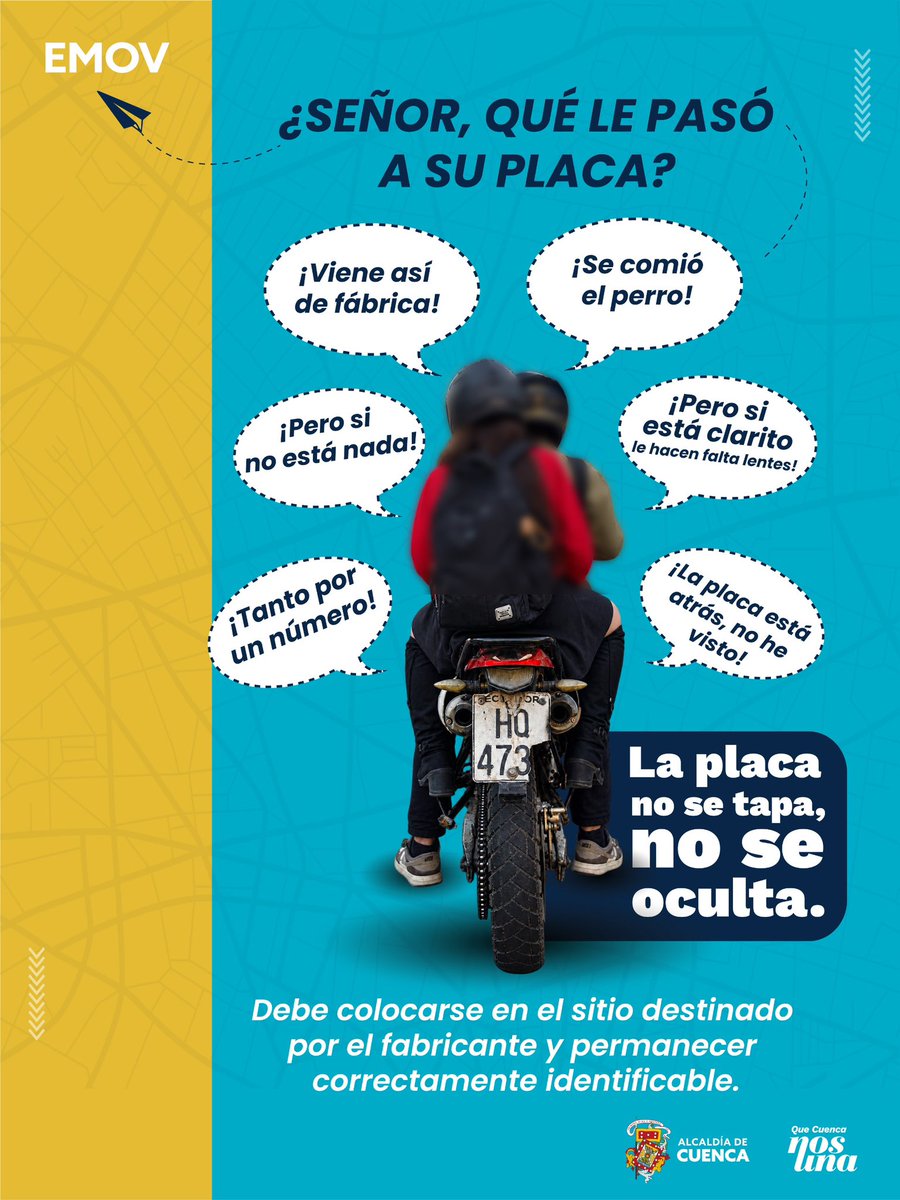 radialvision's tweet photo. -P-
Ocultar o llevar una placa incompleta… ¡EY, ESA NO ES! 👀
¡Ya sabemos todas las excusas! 🙄
Cumple la normativa de tránsito y lleva tu placa en regla.
#EMOVContigo https://t.co/IlgXQw9xqy