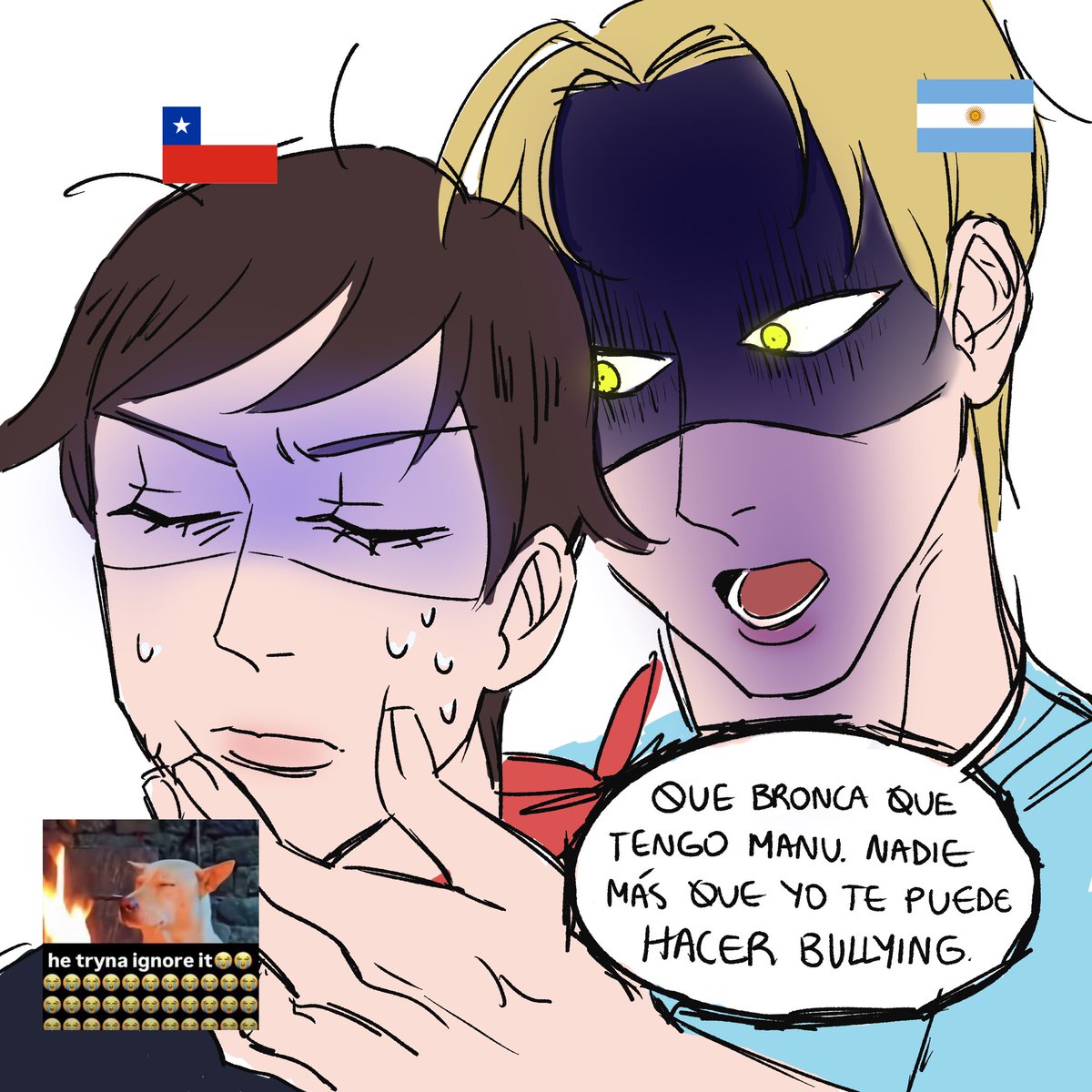 NanoPudu's tweet photo. Yo dije que quizás no los dibujaba más pero es que que wea lo posesivos que se pusieron los argentinxs con los memes de Chile que han salido jajajsf 

Anyways #argchi https://t.co/V3AKuVbbET
