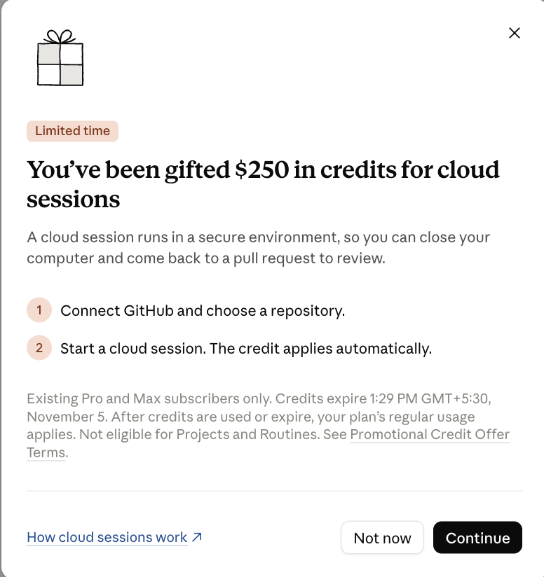 anulagarwal's tweet photo. Claude is handing out free credits 🫡 https://t.co/7pa6brR97W