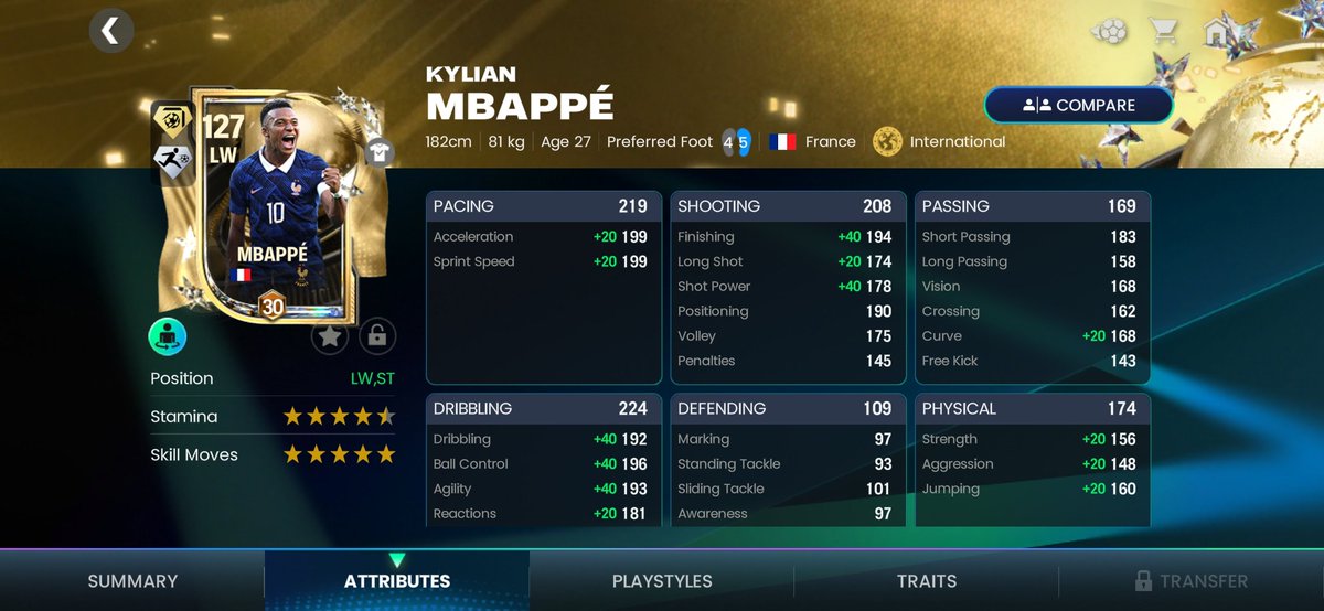 djmixfoo's tweet photo. Maxed stats Mbappe 3rd Anniversary vs World Game Summer Stars

#FCMobile27 https://t.co/IJmgvlKLhR