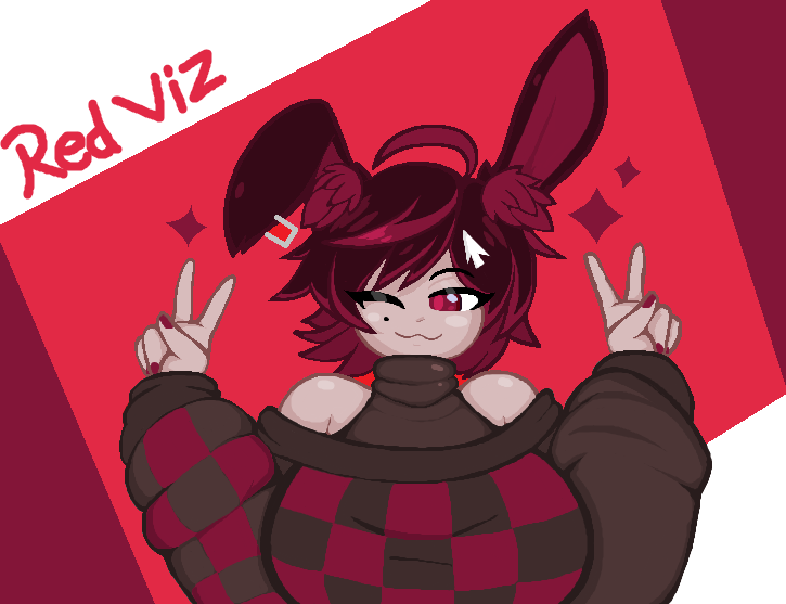 Catxhunter13's tweet photo. I loved the design ditto did for viz's roblox oc, it was so good got me doing some quick art, and i said- what if it was Vizxon's Viz, and red >:3 https://t.co/pfhIavJBc7