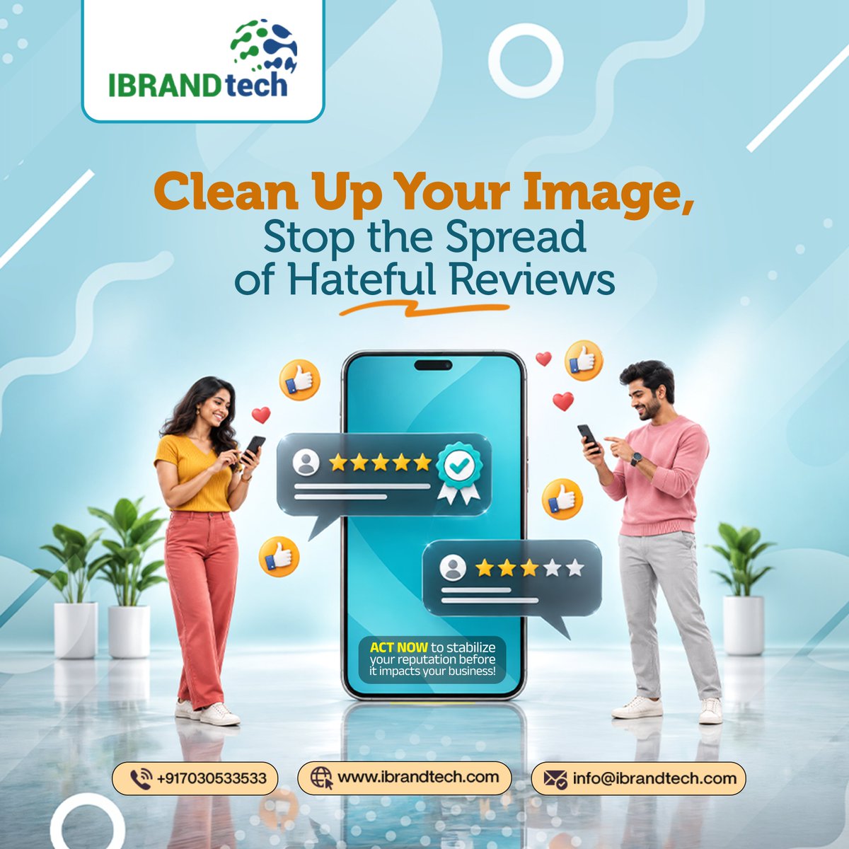 IbrandDtech's tweet photo. With effective Online Reputation Management, monitor, manage, and strengthen your online presence while building greater trust with your audience.
For more details visit https://t.co/6FMUMXZNLT or call on 7030533533.
#OnlineReputationManagement #ORM #BrandReputation #Reputation https://t.co/RnoWa7SRwA