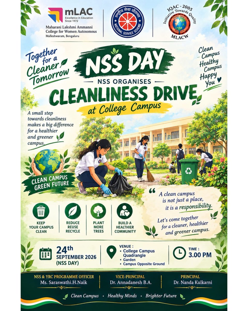 mLAC1972's tweet photo. ๐ฟ A Cleaner Campus. A Healthier Tomorrow. ๐ฑ
mLACโs NSS Unit comes together for a Cleanliness Drive on NSS Day, taking a small yet meaningful step towards a cleaner, greener and healthier campus.
#mlAC #NSSDay #CleanlinessDrive #CleanCampus #GreenCampus #SwachhCampus https://t.co/7tfjjNDl2I