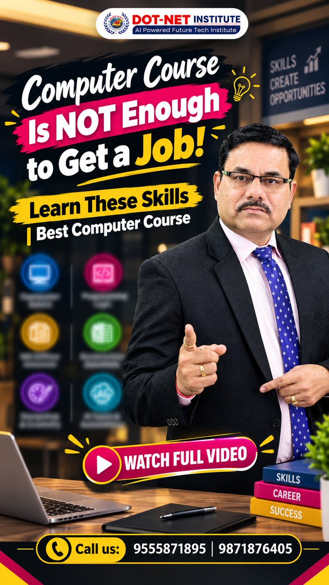 dotnetinstitute's tweet photo. Computer Course Is NOT Enough to Get a Job!😱❌
Sir बता रहे हैं वो 6 Skills जो आपको दिलाएंगी Dream Job!
👉🏽Watch full video: https://t.co/PNLRNeE42b
📞Call Us: 9555871895 | 9871876405
🎓DOT-NET INSTITUTE🎓
AI-Powered Future Tech Institute
#computercourses
#watchfullvideo https://t.co/trzobZBkcF