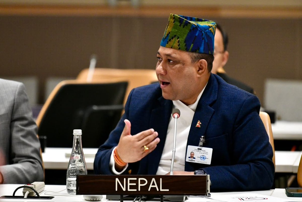 NepalUNNY's tweet photo. “Our mountains, our rivers, our communities and our critical infrastructure are increasingly exposed to floods, landslides, glacial hazards and other climate-induced disasters.”

At #the G7 Development Ministers’ Meeting, Hon. Foreign Minister Mr. Shisir Khanal @shisir highlighted that climate change is no longer a distant threat for Nepal—it is real, accelerating, and eroding hard-won development gains.

He emphasized the importance of sustained partnerships for resilient recovery, predictable, accessible climate finance, greater investment in prevention and early warning, and results-focused multilateral action. 

He also urged global political attention to mountains as vital to regional and global climate security and the protection of these critical ecosystems.