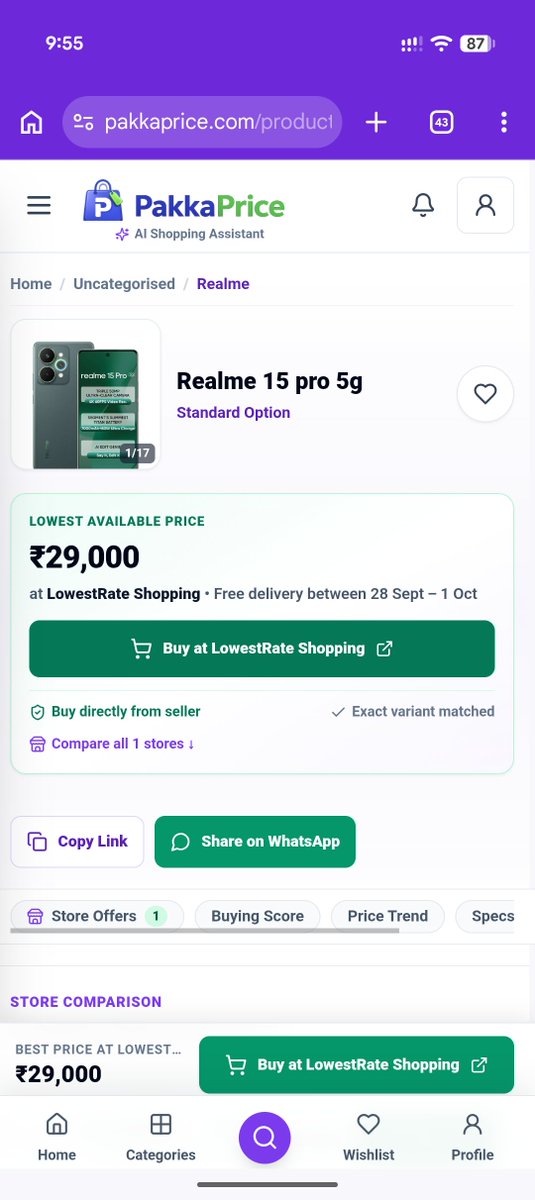 PakkaPricex's tweet photo. @BuyHatke Same product 🛍️ huge price difference 💰 check-out PakkaPrice 👀 best for price comparison ✨ https://t.co/9UIrCzmI77