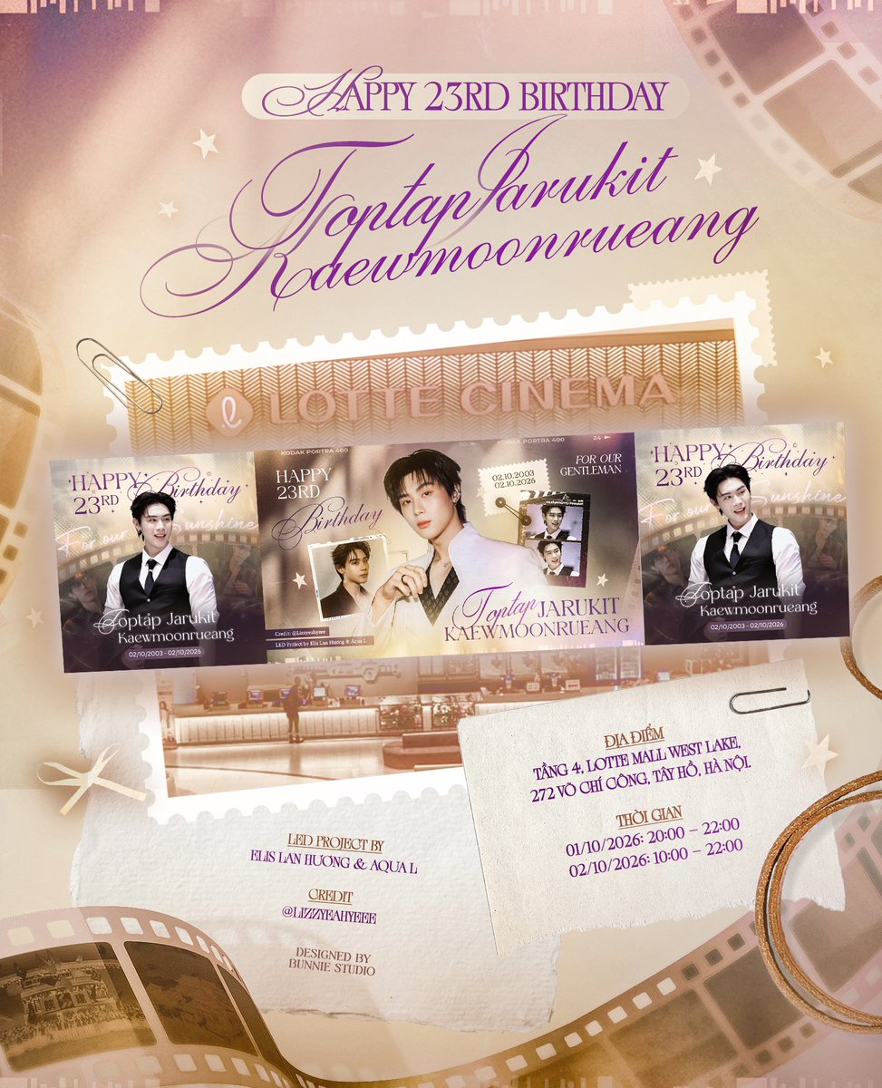 ToptapMinleeVN's tweet photo. 𝐌𝐀𝐁𝐎𝐍 𝐂𝐄𝐋𝐄𝐁𝐑𝐀𝐓𝐈𝐎𝐍 | 𝐒𝐩𝐞𝐜𝐢𝐚𝐥 𝐃𝐞𝐬𝐭𝐢𝐧𝐚𝐭𝐢𝐨𝐧: 𝐁𝐢𝐫𝐭𝐡𝐝𝐚𝐲 𝐋𝐄𝐃 𝐂𝐚𝐦𝐩𝐚𝐢𝐠𝐧
 ┈┈┈ ⋆ • ☪︎ • ⋆ ┈┈┈ 
A special gift filled with surprises and love from Ms.Elis Lan Hương for Toptap Jarukit~!
A vibrant and grand check-in spot is waiting for everyone to join in the celebration and capture beautiful moments together. LED preview up to here
📍 Location: 4th Floor, Lotte Mall West Lake, 272 Vo Chi Cong, Tay Ho, Hanoi.
⏰ LED Screening Schedule:
October 1, 2026: 20:00 – 22:00
October 2, 2026: 10:00 – 22:00
Thanks to @Lizzyeahyeee for allowing our page to use the image for this project.
#TOPTAPJarukit #vitomin