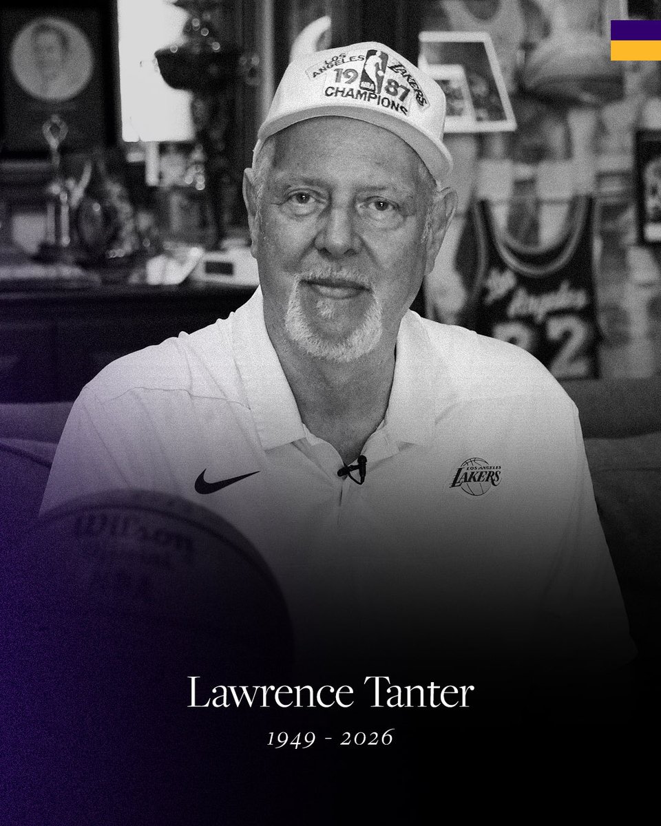 LakersLead's tweet photo. The voice of the Lakers Lawrence Tanter has passed away 🕊️

Our condolences are with his family 💜 https://t.co/eNlf8akBkn