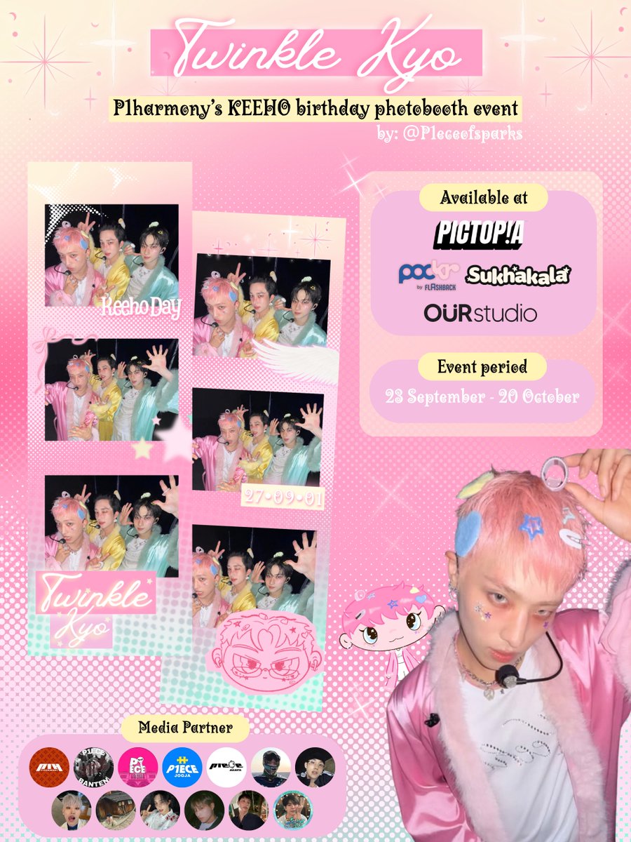 resmania99's tweet photo. ✦ 𝗧𝗪𝗜𝗡𝗞𝗟𝗘 𝗞𝗬𝗢 ✦
Keeho Birthday Frame Project 🩵
by @p1eceofsparks

📍 Sukhakala, pockr, pictopia, ourstudio
🗓️ Sept 23 - Oct 20, 2026

Come celebrate Keeho's birthday with us! ✨
#Keeho #P1Harmony #TwinkleKyo https://t.co/nFrWwFuVYr