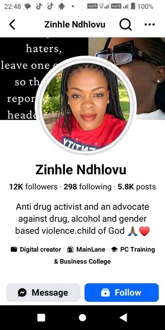 FRSA_Press's tweet photo. This is Zinhle Ndlovu 'Anti GBV' activist who LIED that Vusimuzi Radebe is a Kempton Park serial killer and they murdered him in Lynville,she immediately posted a video where they were killing him. @SAPoliceService is aware of her but doesn't act ,she is bragging that her mother works for SAPS HQs and nothing will happen to her,some police in Lynville are keeping her informed about the case and giving her tips to delete her posts .  Other murderers are found in the comments sections , we also made minister of police @Prof_Cachalia but he did nothing.