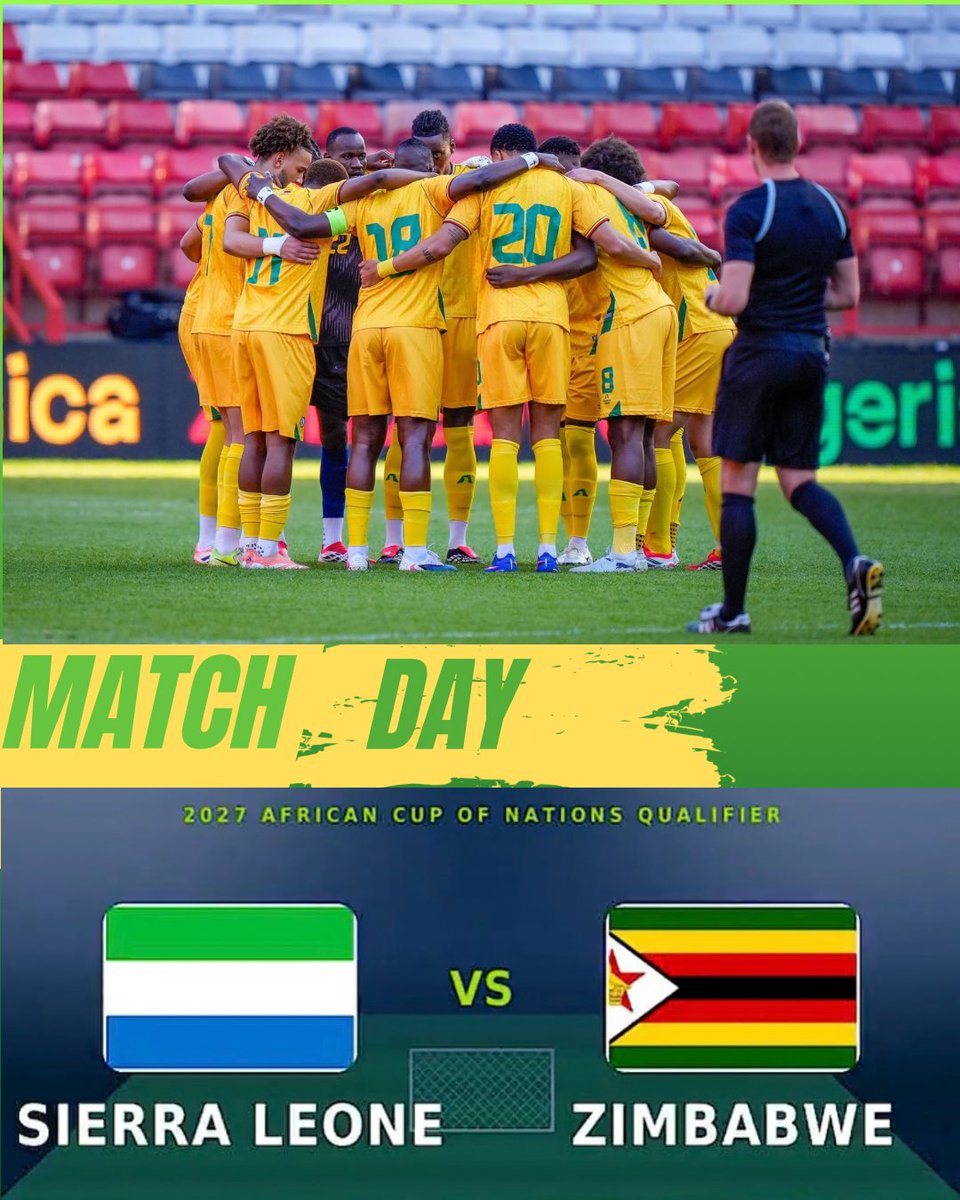 zim_football's tweet photo. Match Day #TotalEnergiesAFCONQ
๐ธ๐ฑ Sierra Leone vs Zimbabwe ๐ฟ๐ผ
๐ El Jadida, Morocco
๐๏ธ Thursday 24 September
โฐ 8pm CAT
Drop your predictions in the comments!
#Zimbabwe #SierraLeone #AFCONQ #SLEZIM #LeoneStars #GOWarriors #AfricanFootball #ZimFootball https://t.co/By6rNqWM23