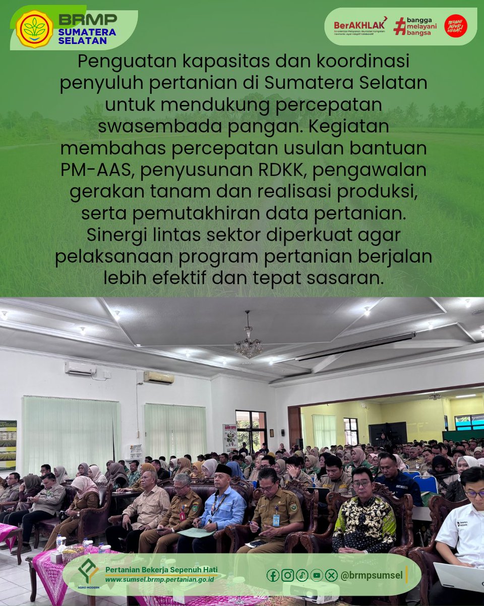 brmpsumsel's tweet photo. BRMP Sumsel Perkuat Kapasitas Penyuluh Dukung Swasembada Pangan 2026

Baca berita selengkapnya di link :
https://t.co/LWSAYJGHNY

#BRMPSumsel #PenyuluhPertanian #SwasembadaPangan #PMAAS #SumselMaju https://t.co/FwcT1GDYXb