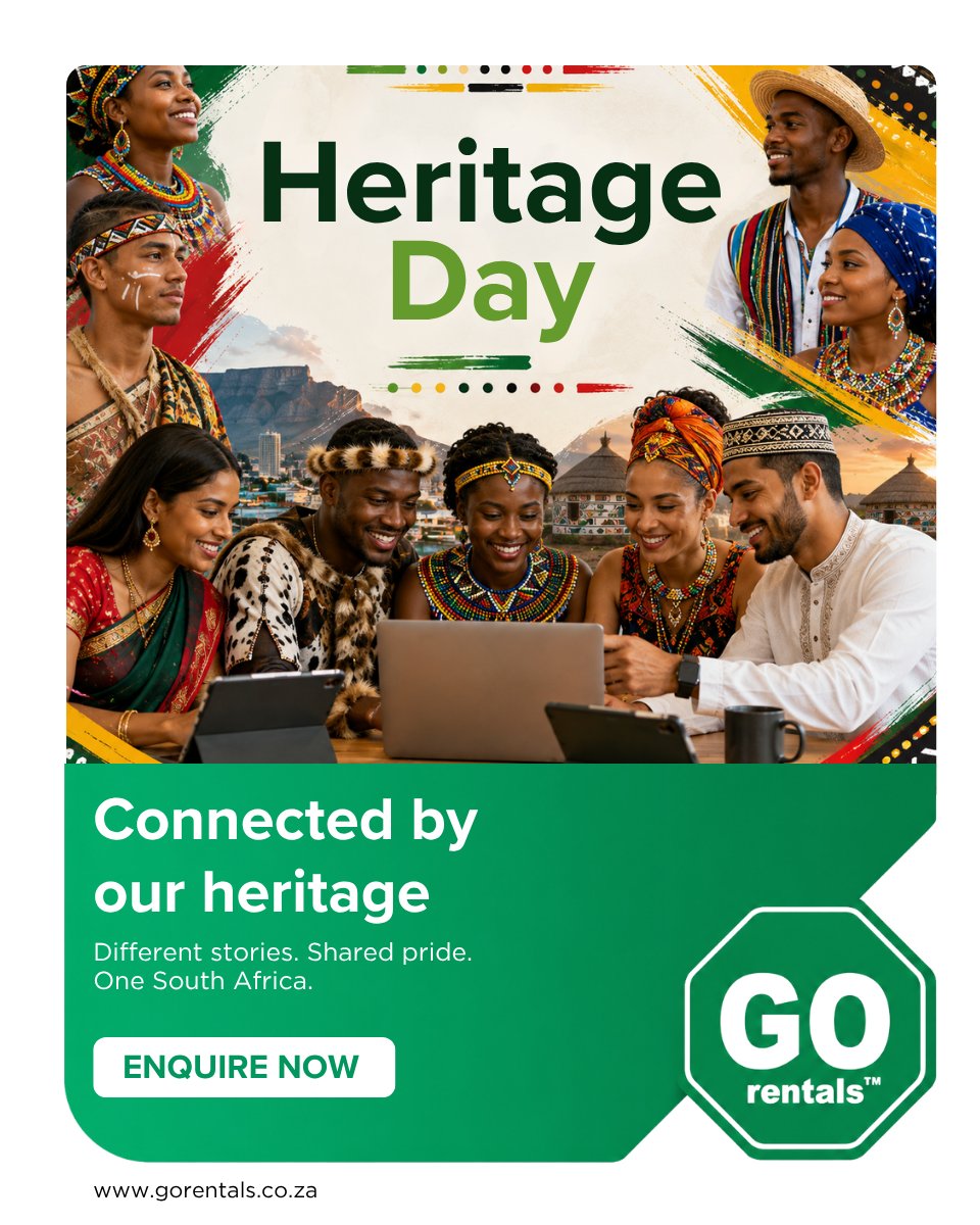 GoRentalsSA's tweet photo. Connected by Our Heritage. Powered by Technology. 

Our heritage brings us together, while technology keeps us connected, productive and moving forward. https://t.co/WxVSY0xv4B