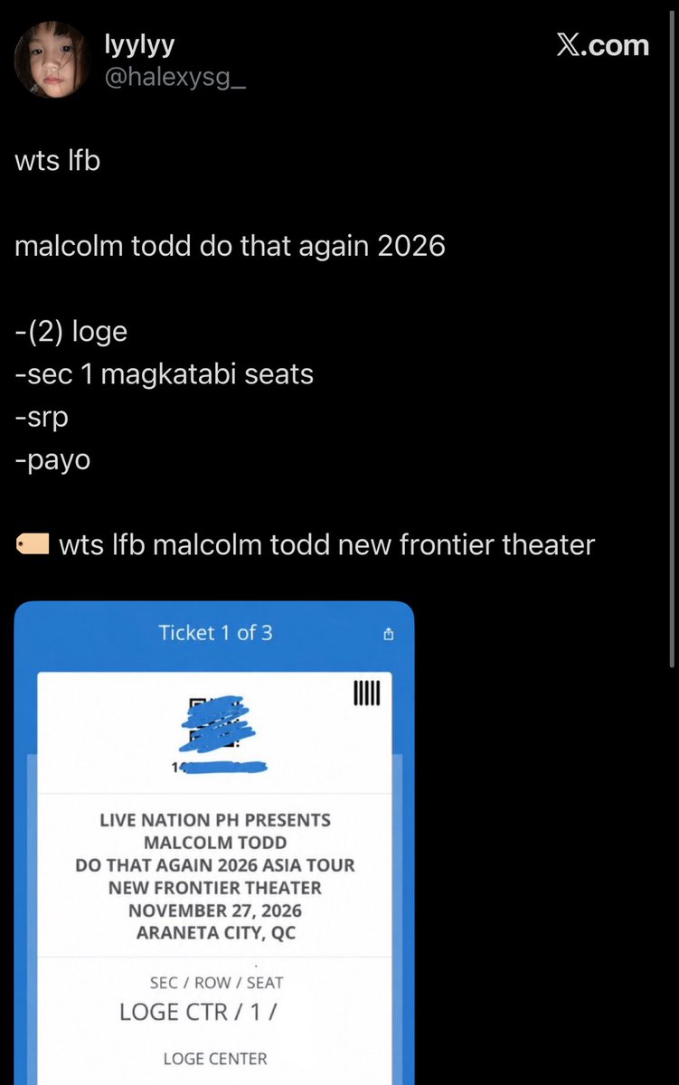 saintgeon's tweet photo. scammer af beware LMAOOOO

@halexjys_ 

☁️ malcolm todd ticket tickets do that again loge https://t.co/cJOQqOX3nl