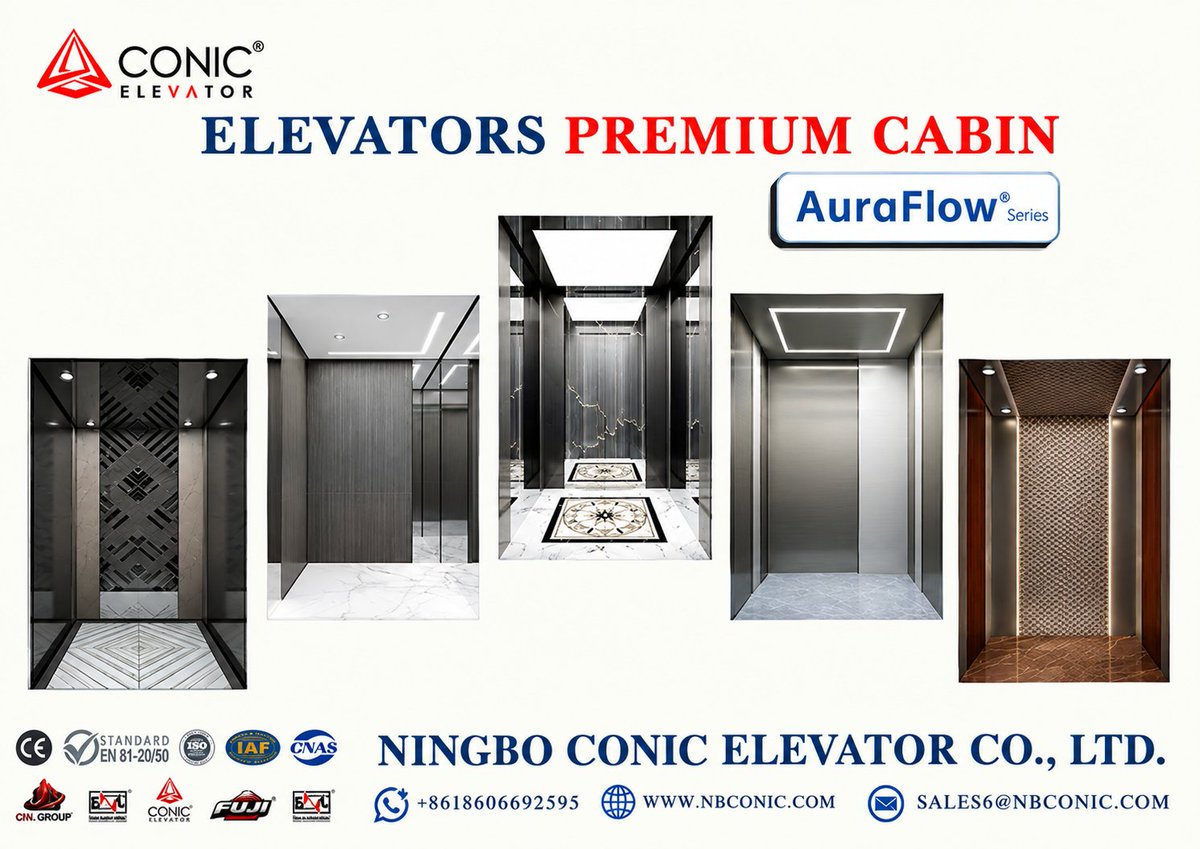 Ningboconic's tweet photo. CONIC Premium Passenger Elevators: Customized Cabin Decoration for a Complete Elevator!! 

Global Supply | Factory-Direct Pricing.

Contact us for technical information &amp; catalog:
WhatsApp: +86 186 0669 2595
E-mail: sales6@nbconic.com
WeChat:  gnl700754

#CompleteElevator https://t.co/8mVRdYQpMu