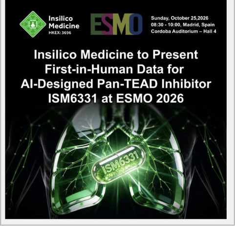 Alex Zhavoronkov, PhD (aka Aleksandrs Zavoronkovs) ESMO 2026 slide: Insilico Medicine (HKEX: 3696) | ESMO
