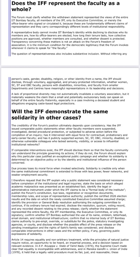 Suryakant_Waghm's tweet photo. Another colleague writes a detailed one against Faculty Forum..

Faculty cannot mobilise against students irrespective of their caste.. https://t.co/1fvSdAOnIH