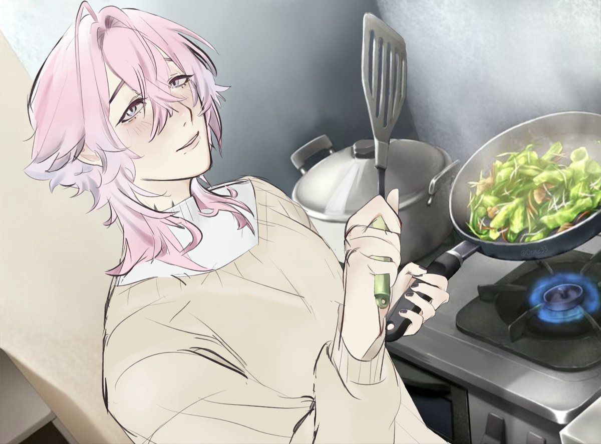 0tine33's tweet photo. How it feels to cook a yummy meal as a he/they  #nonbinary 
#14dayswithyou #14DWYRen #visualnovel https://t.co/9DnTvDdMsz