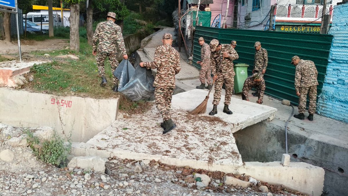84BNCRPF's tweet photo. As part of  #SHS2026, 84 Bn CRPF conducted a cleanliness  drive at C Coy, Parnote, Ramban on 24-09-2026. Personnel actively participated in cleaning the premises and surrounding areas, hygiene and civic responsibility. 🇮🇳
#SwachhataHiSeva2026  #Swachhata #CleanIndia #84BnCRPF https://t.co/T68lo5F9fc