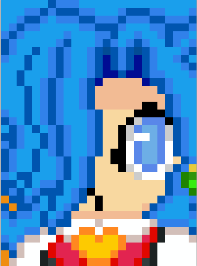 Bondrawing73's tweet photo. Sadly I still aint got paid to donate Rami but I want to  gift this pixel I did of Aika by the time 
Funny how her hair is so big that it only leave 4-5 pixels for background.hope you like it eh Also hope your dad is getting better too
Aika by:@Wonderful_ramii https://t.co/aG72bw4oEJ