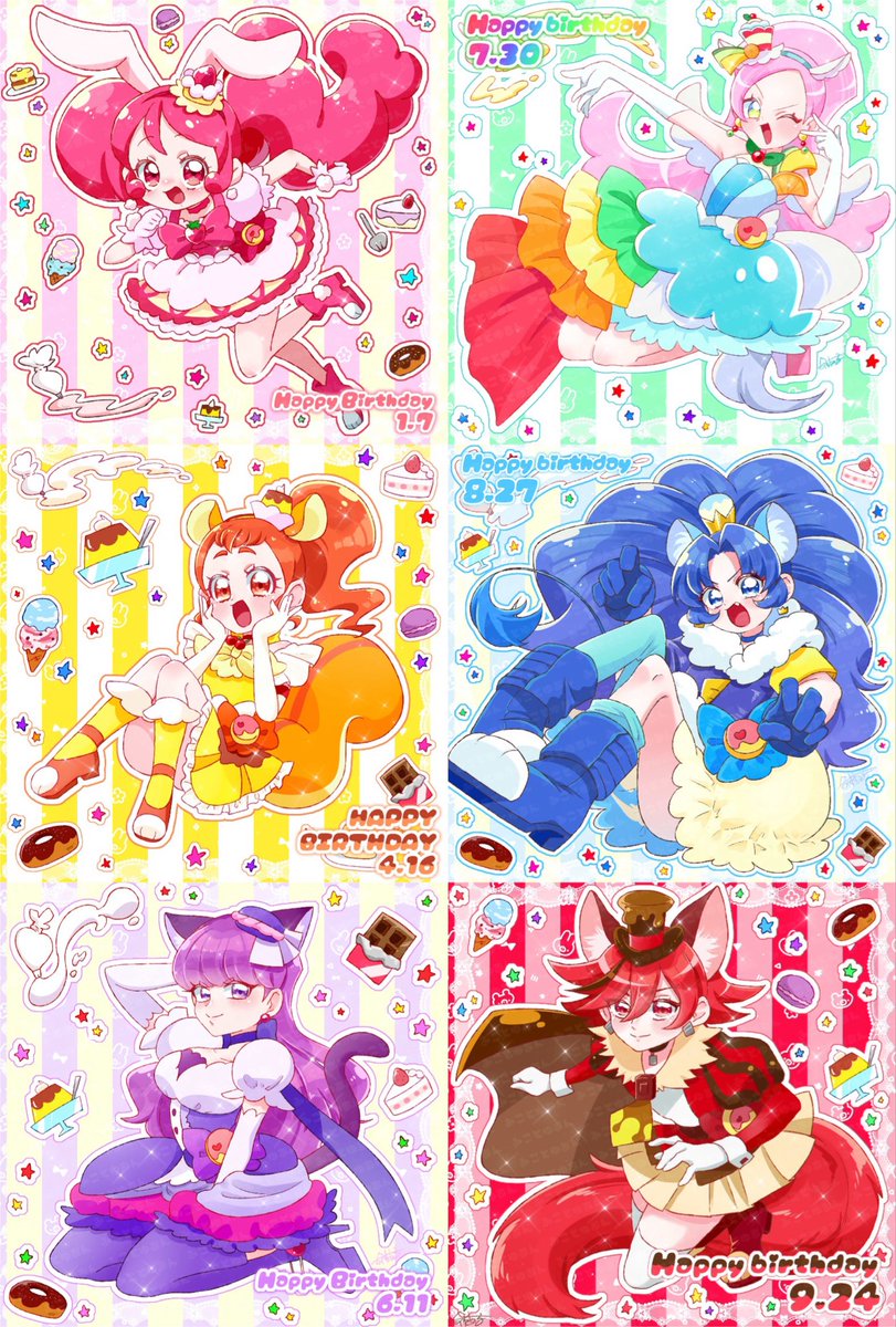 mikoto_yuan's tweet photo. 今年の初めホイップ描いたので見切り発車に全員描きたい！と思ってしまったが故に等身バラバラになっちゃったけどプリアラ全員描けた！ https://t.co/nySCMRzkT2