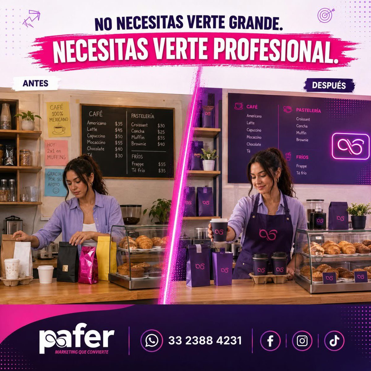 PaferMX's tweet photo. ✅💡Una empresa pequeña también puede proyectar profesionalismo.
El tamaño de tu negocio no debería limitar la percepción de tu marca.🇲🇽❤️
🚀 👊🙃
🔌 https://t.co/dshrQsD7Lx
#pafer #branding #marketing #cursos #diseño #Creacióndemarca #páginasweb #ideas #creatividad #Mkt https://t.co/1eta0Q5lhD