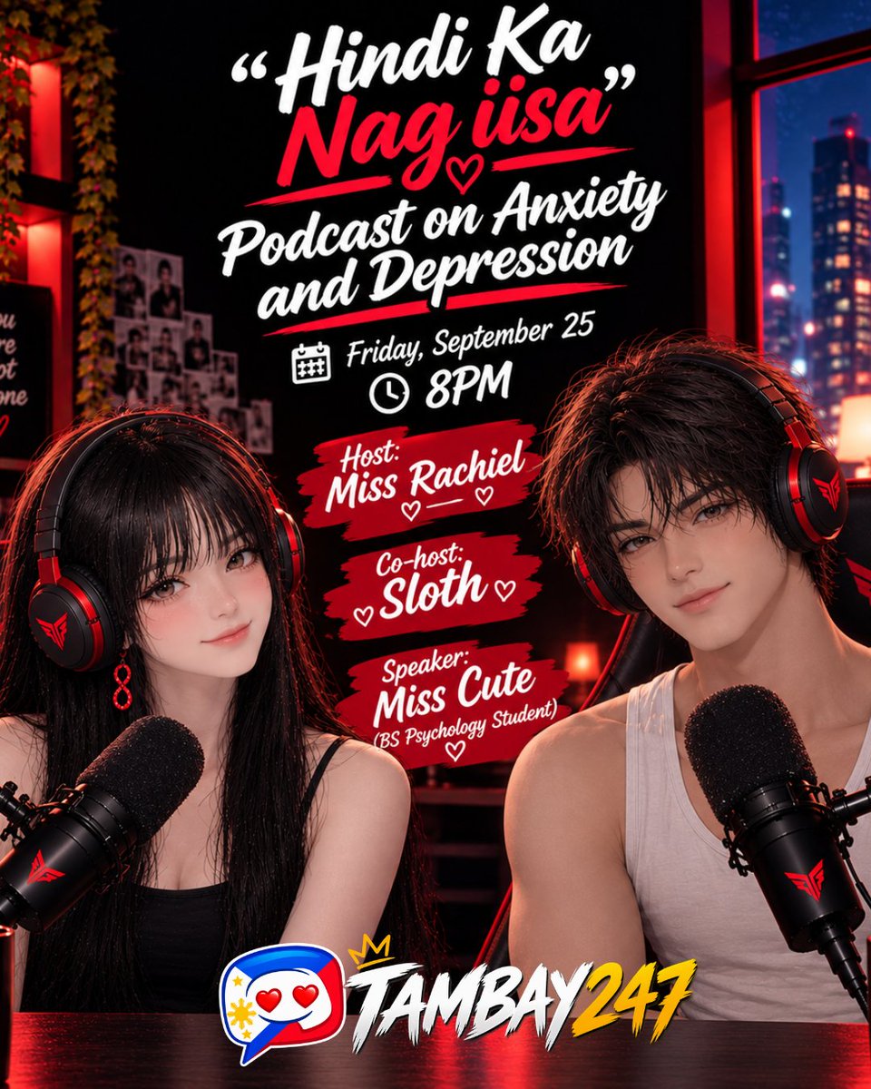 tmby247's tweet photo. Sometimes, the heart is like a quiet room—filled w/ feelings that no one else can hear. But when we open the door &amp; start talking,the silence becomes a little lighter. 
Joiin us for “Hindi Ka Nag-iisa”, a podcast on anxiety &amp; depression. 
No one has to carry everything alone.♥ https://t.co/onNXAYwMhX
